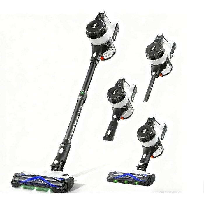 Бездротовий пилосос AlloyMove A01: потужність 550W, 48kPa, 65 хвилин роботи, фільтрація 99.9%, об'єм контейнера 1.5л, для волосся, килима, твердих поверхонь (чорний)