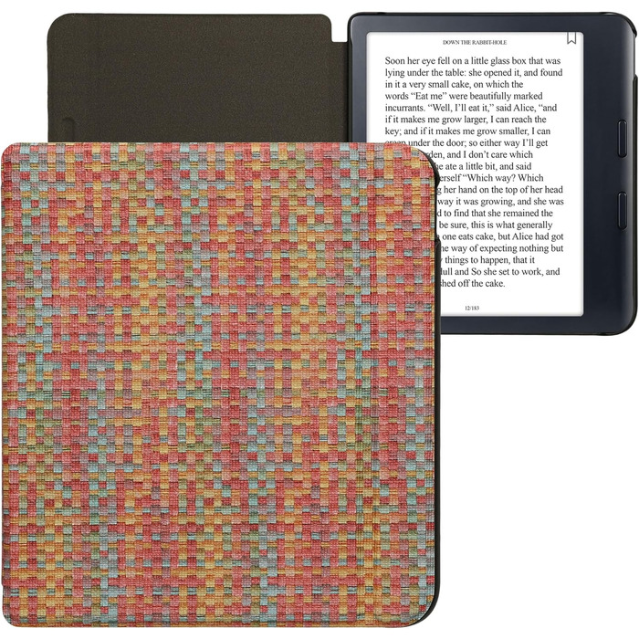 Чохол-книжка kwmobile для Kobo Libra Colour/Tolino Vision Color - яскравий у клітинку (жовто-червоно-зелений)