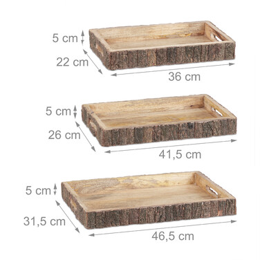 Relaxdays Mango Wood Tablet Set of 3