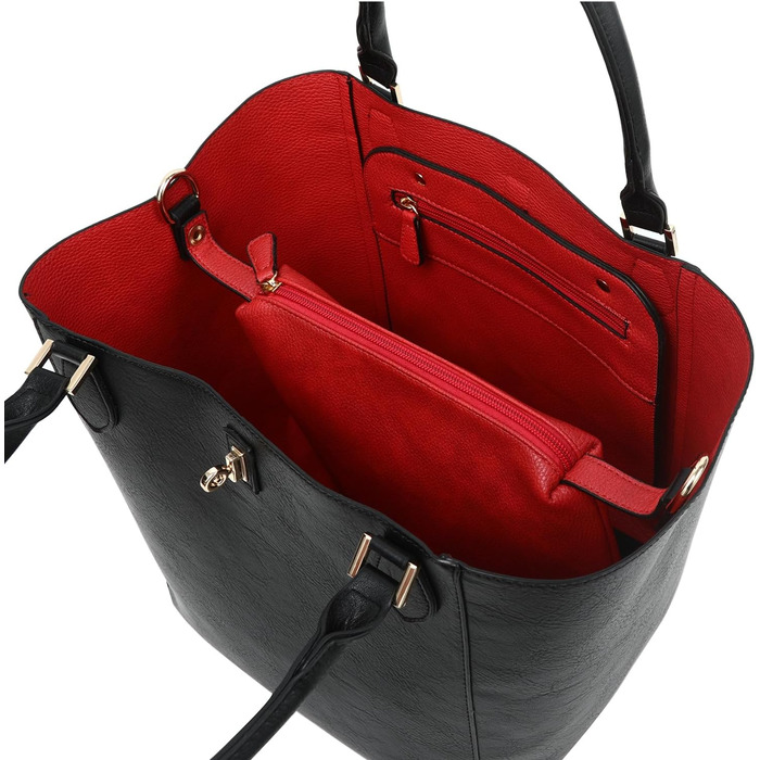 Велика жіноча шкіряна сумка-шопер чорного кольору для роботи та навчання | sqpl