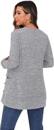 Жіночий в'язаний кардиган Grecerelle з довгими рукавами, сірий, з кишенями та V-подібним вирізом, XL