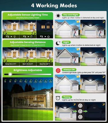 CLY 42W LED Floodlight with Motion Sensor and Remote Control, 3600LM 6500K Cool White Outdoor Floodlight with Adjustable 3 Heads LED Floodlight IP66 Waterproof Spotlight Floodlight for Garage Terrace