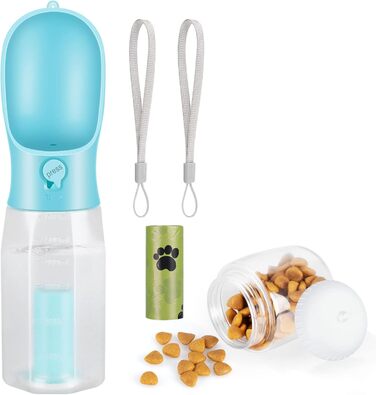 Турбунок для собак Zivacate 600 мл з контейнером для корму та пакетами для відходів - блакитний