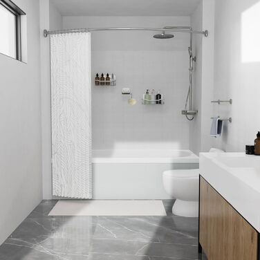 Вигнута штанга для душу, регульована 109,9-183,9 см, нержавіюча сталь, алюміній, для ванної кімнати