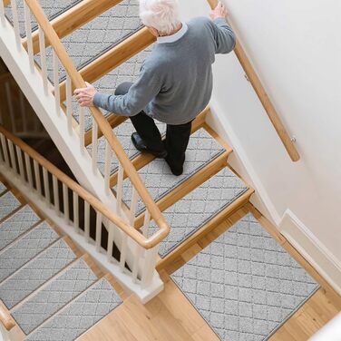 Ковзаючі сходи COSY HOMEER, 15 шт., 70 x 22 см, антиковзаючі, самоклеючі, машинне прання, 100% поліестер, TPE-підкладка, для дітей, літніх людей та домашніх тварин, сірий та білий