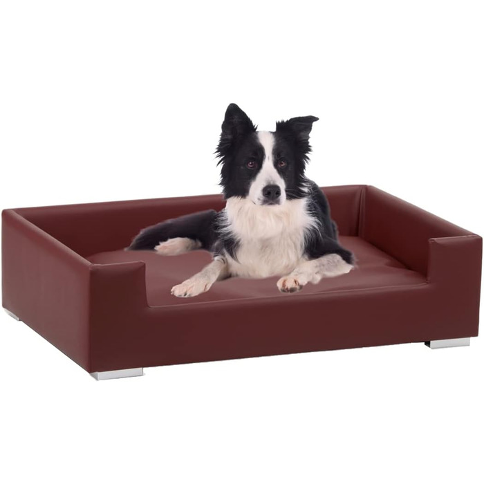Софа для собак Candy | Лягу для собак, диван для максимального комфорту | М'яка подушка для собак з бортиком, ідеально як переноска для собак | Корзина та ліжко для собак маленьких порід (Бордовий)