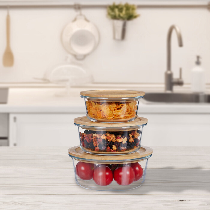 Relaxdays Glass Containers with Lids in 3 Sizes