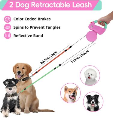 Автоматична собача леєнка Makife Dual Doggie - 3м, для малих та середніх собак, з мішком для екскрементів (15 шт.)