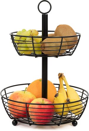 Auroni Етажерка Infinite: двоярусна етажерка для фруктів - стильний фруктовий кошик, H=33 см, D=24 см