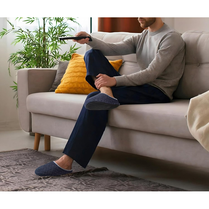 COFACE Чоловічі пантолети з м'якою піною Memory Foam, зручні шльопанці для дому та вулиці (Темно-синій, 47 EU)