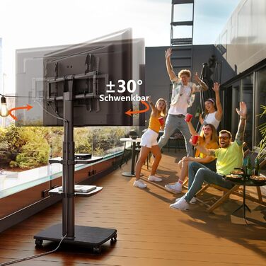 FITUEYES Rolling TV Stand with 3 Shelves - Adjustable Height & Swivel - Fits 32-70 Inch TVs (up to 40kg) - VESA 400x600 - White/Black
