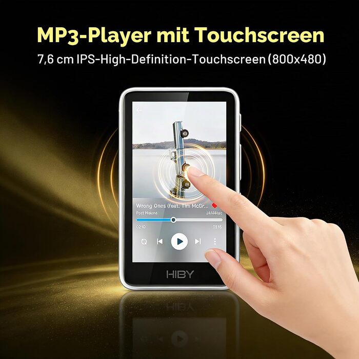 Bluetooth MP3 плеєр HiBy Music R1 з сенсорним екраном, Hi-Res Audio, підтримкою Tidal та Qobuz, LDAC, пам'ять до 2 ТБ, чорний