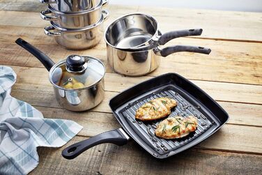 Judge Essentials Stainless Steel Cookware Set, 3-Piece Pot Set, 16 cm, 18 cm & 20 cm Pots, Glass Lids with Steam Vents, Induction Compatible