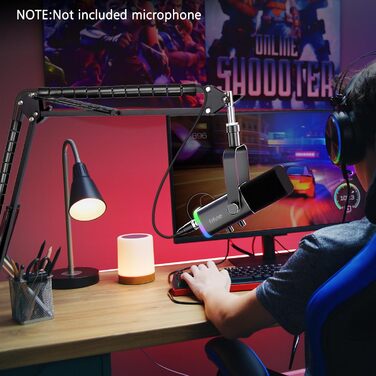 Підставка для мікрофону SUNMON для Fifine AM8, K688 PodMic, HyperX QuadCast, Blue Yeti, Shur MV7 - білий мікрофонний важіль, кріплення