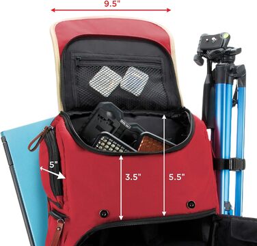 GOgroove Рюкзак для камери: DSLR рюкзак для подорожей, з відділенням для ноутбука та штатива, вологостійкий, червоний
