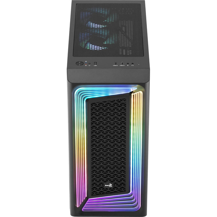 Корпус ПК Aerocool Micro ATX INTERSTELLAR з 3 RGB вентиляторами та сітчастою передньою панеллю (Чорний)