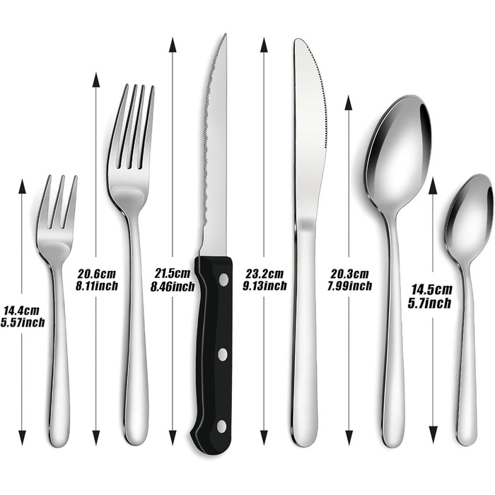 Bestdin Cutlery Set with Steak Knives, 72-Piece Cutlery Set for 12 People, Stainless Steel Cutlery Set with Knife, Fork, Spoon, High-Quality Cutlery for Home/Party/Restaurant, High-Gloss Polished & Dishwasher Safe