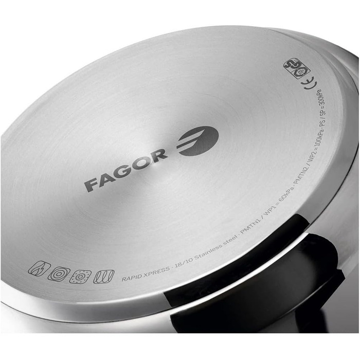 Скороварка Fagor Rapid Xpress 4 л, індукційна, нержавіюча сталь 18/10, для всіх типів плит, 2 рівні тиску, 5 систем безпеки
