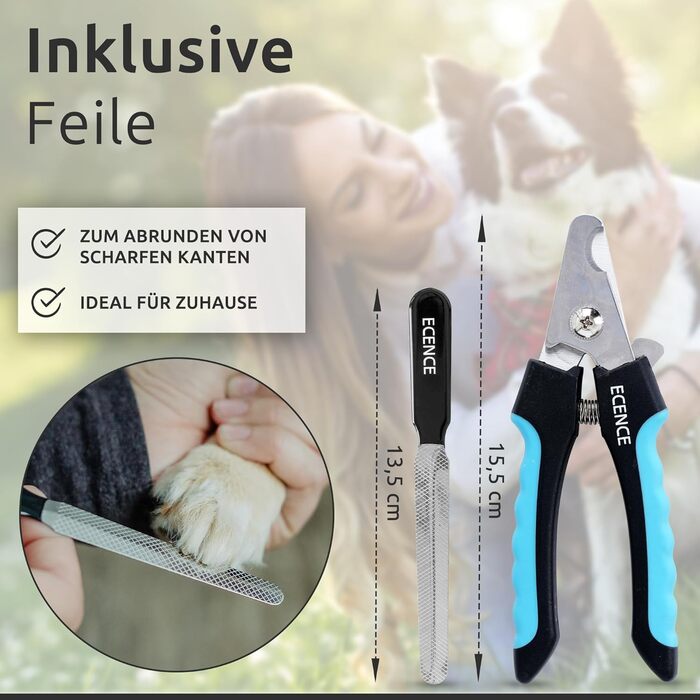 Професійні когтерізки ECENCE для собак та котів з пилочкою - нержавіюча сталь, безпечні та точні