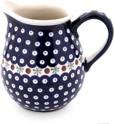 Bunzlauer Ceramics 1.45 Liter Ceramic Pitcher/Jug/Carafe – rounded shape, classic design, hand-painted, stoneware (Decoration 41)