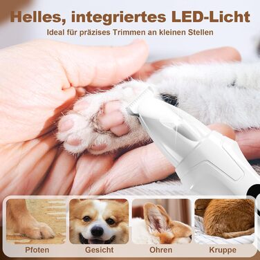 Професійний триммер для собак PawTrim Pro: безшумний, акумуляторний з LED та цифровим дисплеєм. Для догляду за лапами, очима, вухами та обличчям собак та котів.