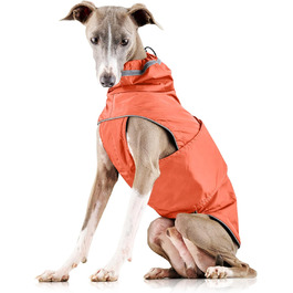 ZAUBERPFOTE® Dog Raincoat London | With extra-long YKK® zipper for collar & harness | For small, medium & large dogs | Waterproof & machine washable | Dog Raincoat (Orange, 60)