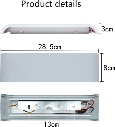 LED-стінні світильники KICAAO 2 шт. 12W, білий, сучасний дизайн, up-down, для дому, сходи, коридор, вітальня, спальня, з алюмінію