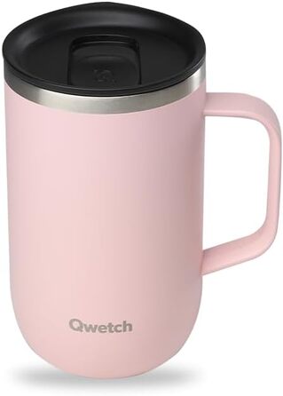 Qwetch Stainless Steel Insulated Tumbler - 12oz - Hot & Cold - Leakproof - Reusable Coffee & Tea Cup with Handle