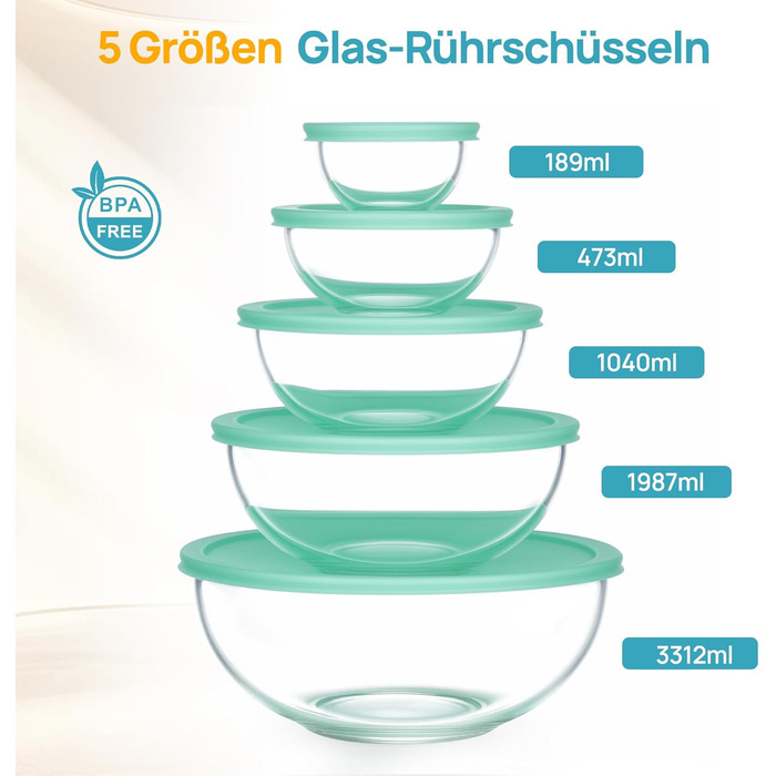 Набір контейнерів для їжі Vtopmart (15 шт.) з кришкою, скляні, для зберігання, мікрохвильова піч, морозильник, посудомийна машина