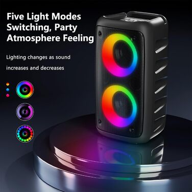 Караоке машина нового покоління 2025 | Система караоке з 2 мікрофонами, Bluetooth, FM, AUX, USB, підтримка TV/Smartphone/iPad | Для вечірок, дня народження, подорожей (Чорний, багатобарвний)