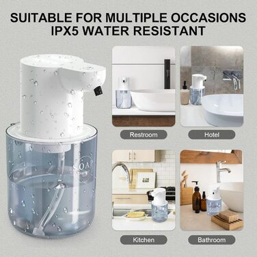 Автоматичний дозатор мила Cuteefun, 400 мл, сенсорний, індикатор заряду, 4 рівня дозування, для ванної/кухні, чорний