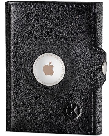 Гаманець Koruta Slim з RFID захистом та відділенням для монет (Carbon, Чорний) + AirTag. Картхолдер для чоловіків та жінок