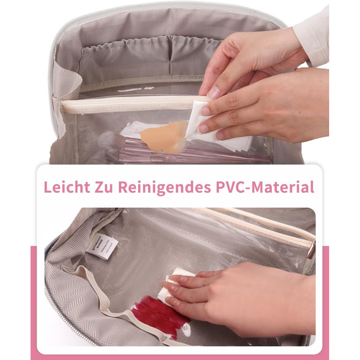 Косметичка для подорожей Wandering Nature для жінок: велика, водонепроникна, з відділенням для пензликів (Beige)