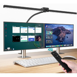 Vatato LED Desk Lamp - Dimmable 24W Adjustable Office Lamp with Remote, Eye Protection Daylight Lamp, 5 Colors & 5 Brightness Levels (Black)