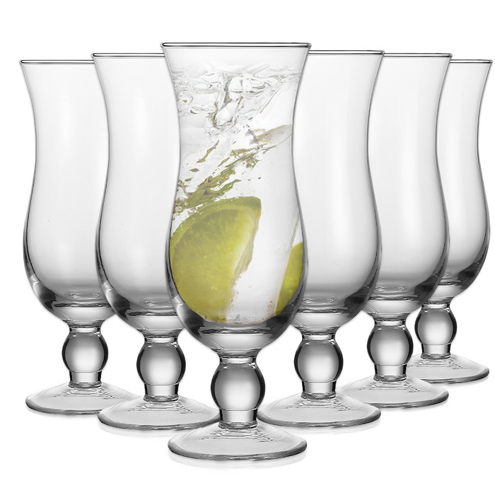 Склянки для коктейлів Nexboraque Hurricane-Glas, 400 мл, 6 шт., Піна Колада, прозорі скляні келихи для води, соків, напоїв, пива