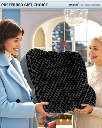 Гелеве сидіння для офісного крісла: ергономічна подушка з подвійною структурою та стільниковою поверхнею для тривалого сидіння, підтримки попереку та полегшення болю при ішіасі. Підходить для авто, каяку, інвалідного візка. Чорний колір.