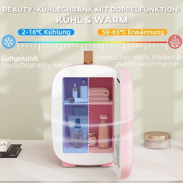 HOMCOM Mini Beauty Fridge, 4L Capacity, 8 x 10.4 x 11 inches, Pink