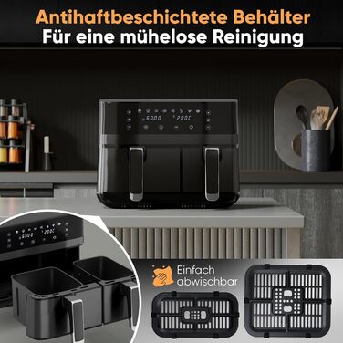 Фритюрниця ProfiCook з подвійними камерами, 9 літрів | Без олії | Airfryer | PC FR 1295 H