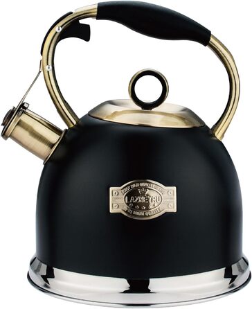 Чайник-свисток 3L з нержавіючої сталі, з термостійкою ручкою, для індукційних плит, чорний