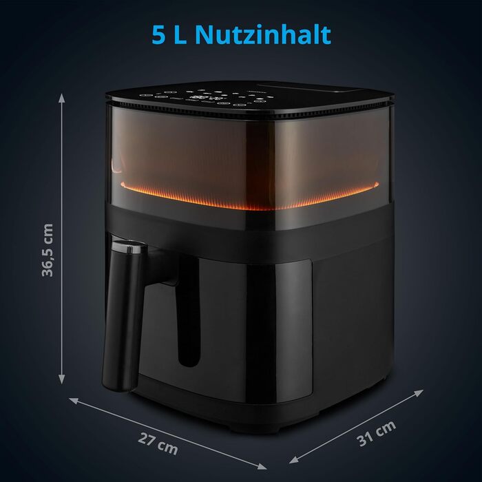 Аерофритюрниця MEDION X10 XL, 5 л, 1500 Вт, з вікном, автоматичні програми, функція розпилення води, хрустка їжа
