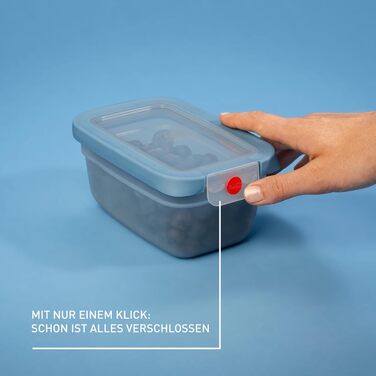 Контейнери Emsa oneClick для зберігання продуктів, набір 5 шт (0.5л, 1.2л, 2.3л), блакитні. Герметичні, для морозилки, мікрохвильовки, посудомийки. Зроблено в Німеччині.