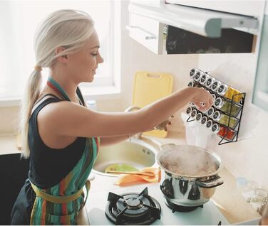 Полиця для спецій 2 шт, чорна, 3-ярусна, настільна/для шафи/комори - Органайзер для баночок зі спеціями