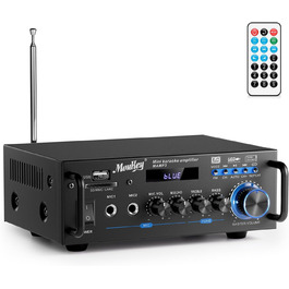 Стерео Bluetooth караоке підсилювач Moukey 2.0 каналів, 100Вт, Hi-Fi, RCA, USB, SD, 2 мікрофонні входи, FM-радіо для авто та дому