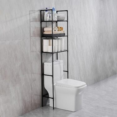 LIUBEI 3-Tier Toilet Shelf, Bathroom Shelf Space-Saving, Black Bathroom Organizer Shower Shelf Easy Assembly