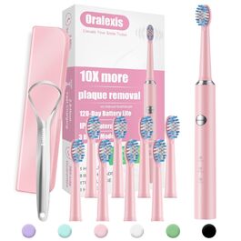 Звукова електрична зубна щітка Sonic для дорослих з 8 насадками, кейсом для подорожей, зарядкою на 90 днів, таймером 2 хв, 40000 VPM глибоке очищення