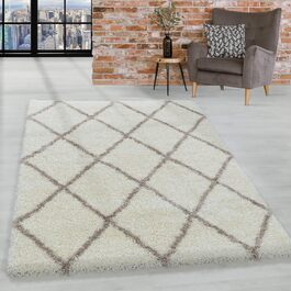 Круглий килим HomebyHome Shaggy 160 см - м'який пухнастий килим з високим ворсом, стиль сканди, колір кремовий. Підходить для вітальні, спальні, кухні, коридору.