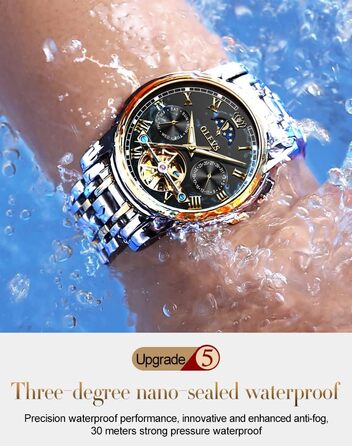 Набір автоматичних механічних годинників для пари OLEVS: чоловічий та жіночий, з календарем та фазами місяця, двоколірні