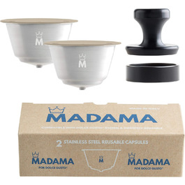 Madama — багаторазова капсула для кави Dolce Gusto, нержавіюча сталь і харчовий силікон, 2 шт., вироблено в Італії