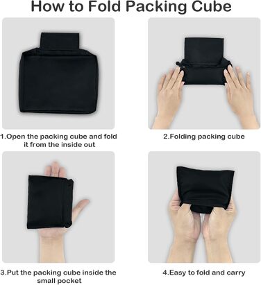 Органайзер для валіз 12 шт., водовідштовхувальний набір пакувальних кубиків, туристичний органайзер для багажу, сімейні подорожі, зберігання вдома (Чорний 1x маленький кубик + 1x 20л складана ручна сумка)