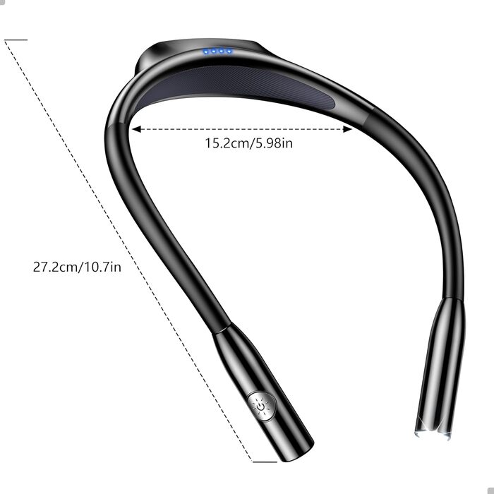 Ліхтар на шию Gritin для читання, ліхтар на ліжко з регулюванням яскравості та 3 режимами освітлення, LED лампа для книг 80 годин, гнучкий, чорний